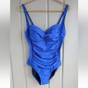 Coolibar Womens 12 Large One Piece Swimsuit Blue Ruched 
 Padded New beach